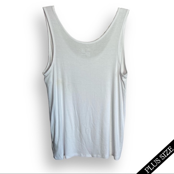 White Super Soft Ribbed Scoop Neck Tank 1X - Picture 2 of 3